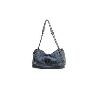 Denim Shoulder Bag Hobo Purse Chain Strap Flap Closure Trendy Women